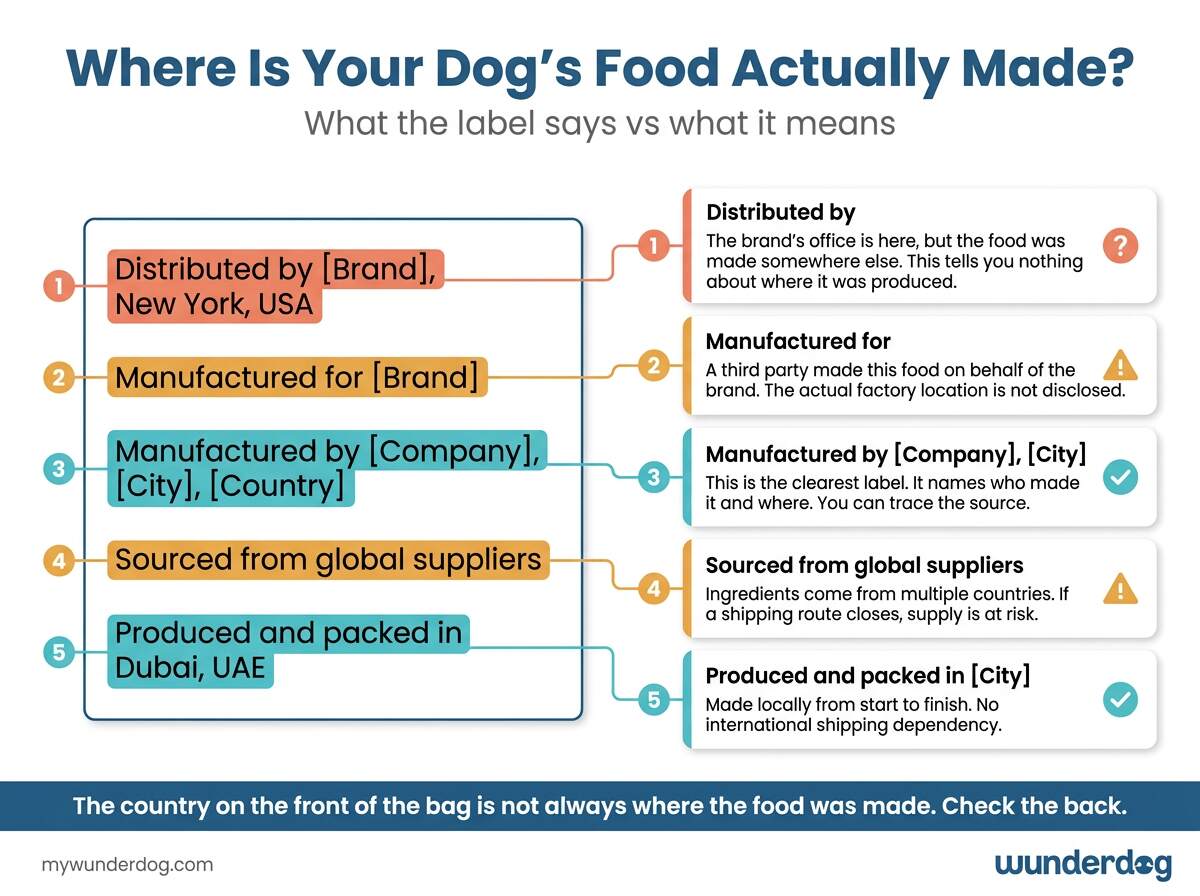 "Distributed by" and "Manufactured by" mean very different things. Do you know which is on your dog’s food?