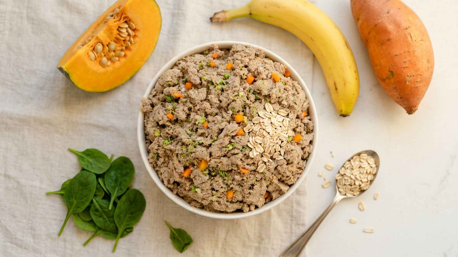 Fresh dog food with prebiotic-rich ingredients supporting gut health and microbiome diversity